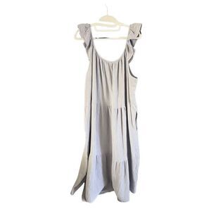 For Cynthia Womens Gray Cotton Tierred Off Shoulder Sheath Dress Size XL NWT